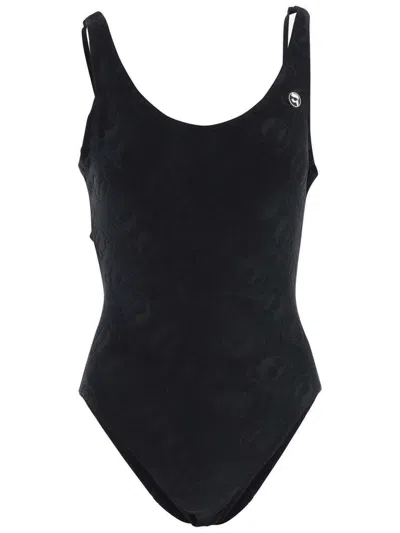 Karl Lagerfeld K/ikonik Toweling Swimsuit In Black