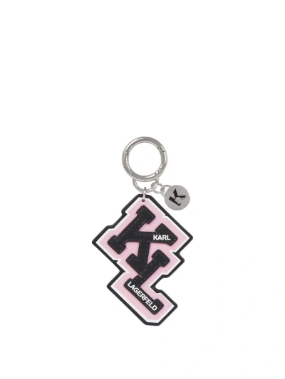 Karl Lagerfeld K/ikonik Varsity Keyring In Pink