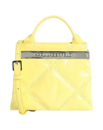 Karl Lagerfeld K/kross Debossed Sm Top Handle Woman Handbag Yellow Size - Bovine Leather