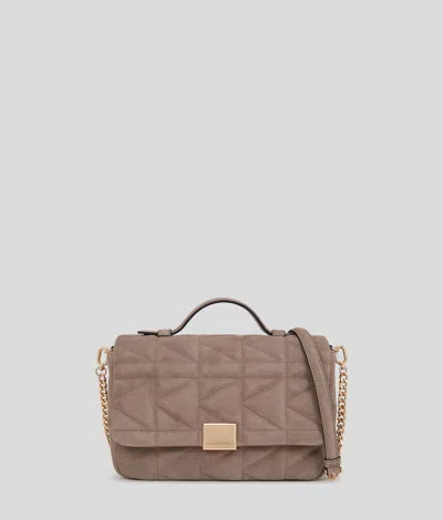Karl Lagerfeld K/kuilt Nubuck Crossbody Top Handle Bag In Gray