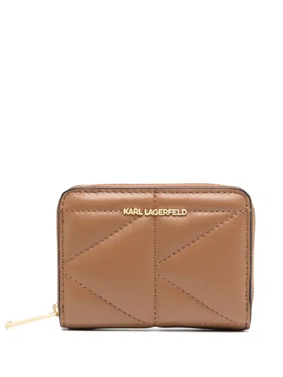 Karl Lagerfeld K/kuilt Zip Around Wallet In Brown