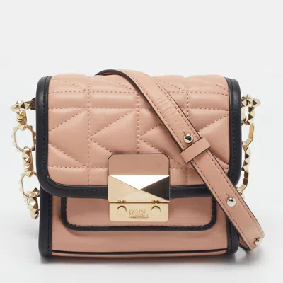 Pre-owned Karl Lagerfeld K/kuilted Pink/black Leather Crossbody Bag