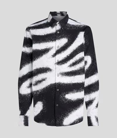 Karl Lagerfeld Kl Autograph All-over-print Shirt In Black