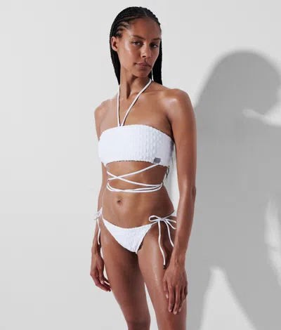 Karl Lagerfeld Kl Monogram Bandeau Bikini Top In White