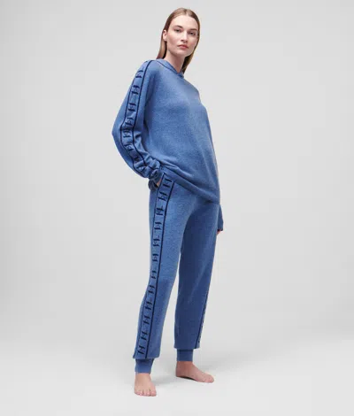Karl Lagerfeld Kl Monogram Cashemere Hoodie In Blue