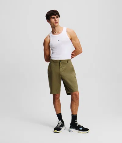Karl Lagerfeld Kl Monogram Chino Shorts In Green