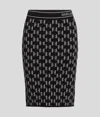 Karl Lagerfeld Kl Monogram Knit Skirt In Black