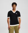 Karl Lagerfeld Monogram Knitted Polo Shirt In Black
