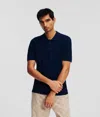 Karl Lagerfeld Kl Monogram Knitted Polo Shirt In Blue
