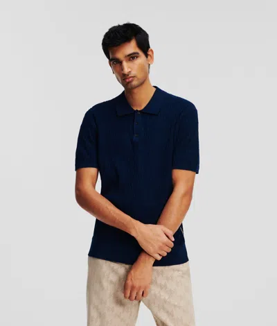 KARL LAGERFELD MONOGRAM KNITTED POLO SHIRT