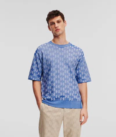 Karl Lagerfeld Kl Monogram Knitted T-shirt In Blue