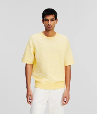 Karl Lagerfeld Kl Monogram Knitted T-shirt In Yellow