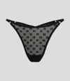 Karl Lagerfeld Kl Monogram Mesh Thong In Gray