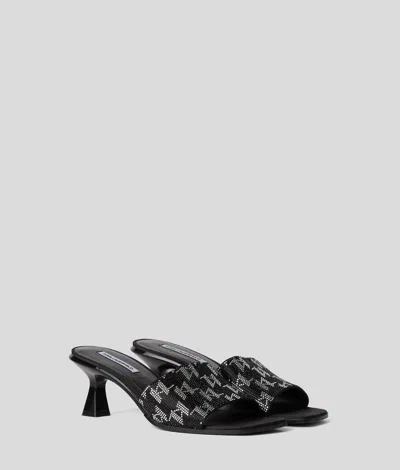Karl Lagerfeld Kl Monogram Panache Rhinestone Heeled Sandals In Multi