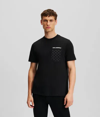 Karl Lagerfeld Kl Monogram Pocket T-shirt In Black