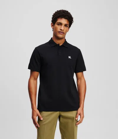 Karl Lagerfeld Kl Monogram Polo Shirt In Black