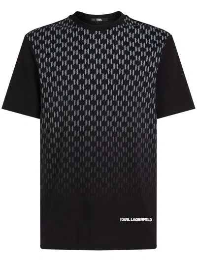 Karl Lagerfeld Kl Monogram-print T-shirt In Black