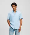 Karl Lagerfeld Kl Monogram Short-sleeved Shirt In Blue