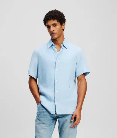 Karl Lagerfeld Kl Monogram Short-sleeved Shirt In Blue