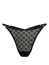 Karl Lagerfeld Kl Monogram Mesh Thong In Black