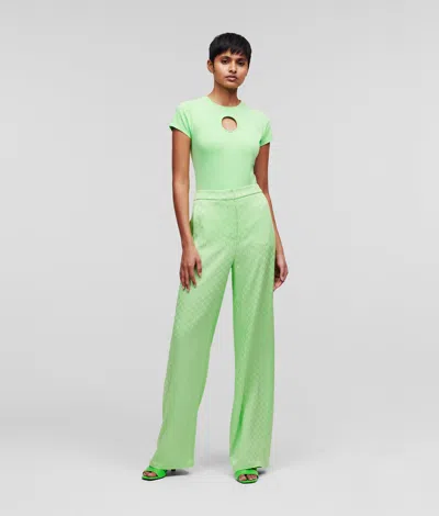 Karl Lagerfeld Kl Monogram Trousers Handpicked By Hun Kim In Green