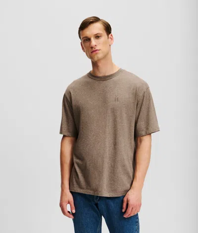 Karl Lagerfeld Kl Monogram Wool-blend T-shirt In Gray