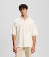 Karl Lagerfeld Kl Monogram Zip-up Polo Shirt In White