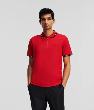 Karl Lagerfeld Kl Signature Polo In Red