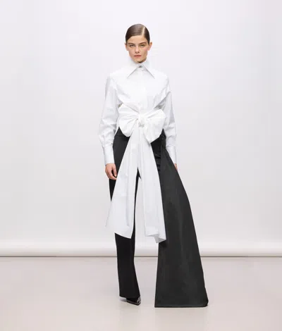 Karl Lagerfeld Kl Studio Bow Detail Shirt In White