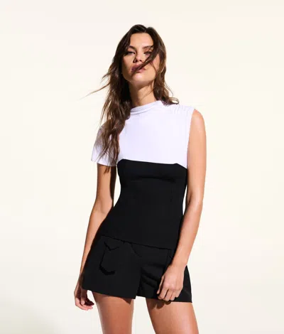 Karl Lagerfeld Kl Studio Fabric Mix T-shirt In Multi