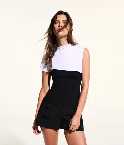Karl Lagerfeld Kl Studio Fabric Mix T-shirt In Multi