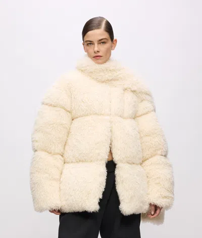 Karl Lagerfeld Kl Studio Faux-fur Coat In Neutral