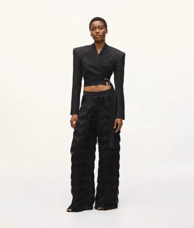 Karl Lagerfeld Kl Studio Fringe Pants In Black