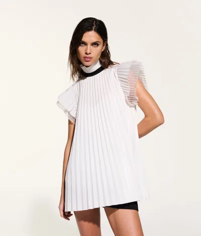 Karl Lagerfeld Kl Studio Pleated Blouse In White