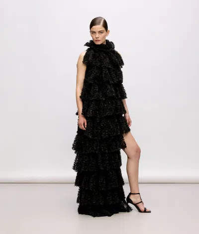 Karl Lagerfeld Kl Studio Ruffle Dress In Black