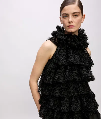 Karl Lagerfeld Kl Studio Ruffle Top In Blue