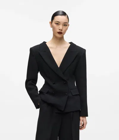 Karl Lagerfeld Kl Studio Wide Shoulder Blazer In Black