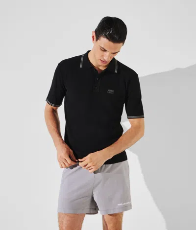 Karl Lagerfeld Kl X Borsalino Knit Polo Shirt In Blue