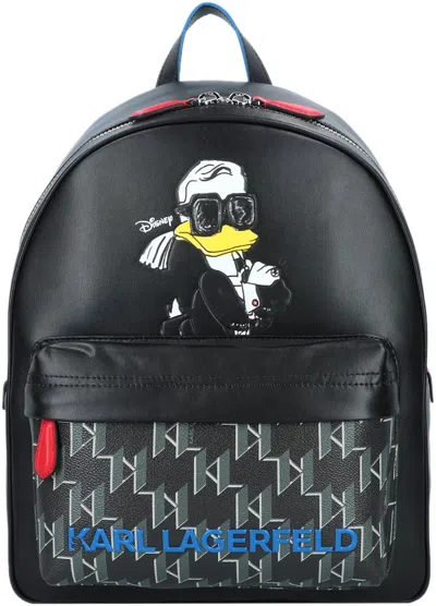 Pre-owned Karl Lagerfeld Kl X Disney Donald Duck On Shade Bagpack In Black