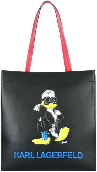 Pre-owned Karl Lagerfeld Kl X Disney Donald Duck On Shade Tote Bag In Black