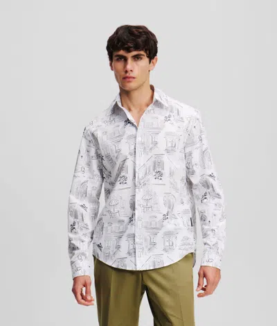 Karl Lagerfeld Kl X Jorge Parra All-over Print Shirt In Gray