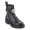 Karl Lagerfeld Maeva Kl323106 Women Black Leather Combat Boots Lion677 In Black