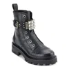 Karl Lagerfeld Maeva Kl323106 Women Black Leather Combat Boots Lion677 In Black