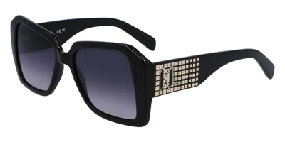 Karl Lagerfeld Kl6140s 001 Women's Sunglasses Black Size 53 In Red