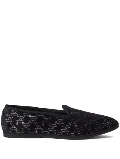 Karl Lagerfeld Klara Iii Monogram-pattern Slippers In Black