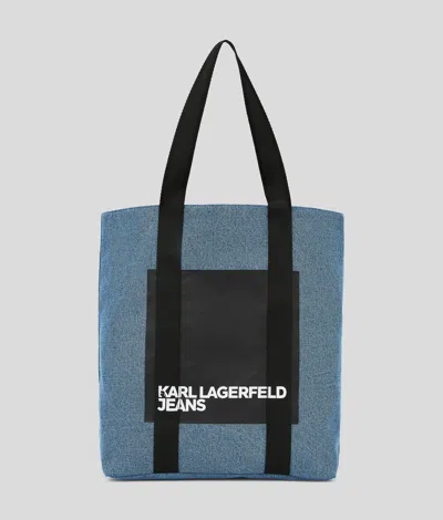 Karl Lagerfeld Klj Box Logo Denim Tote Bag