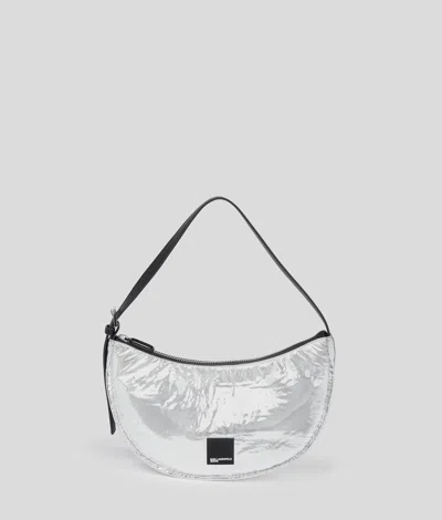 Karl Lagerfeld Klj Box Logo Metallic Half-moon Shoulder Bag