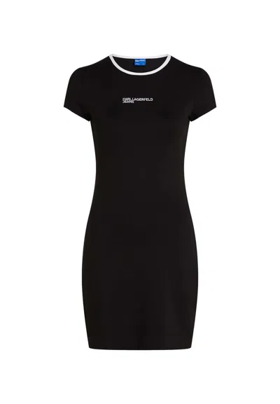 Karl Lagerfeld Klj Cap Sleeve Milano Dress In Black