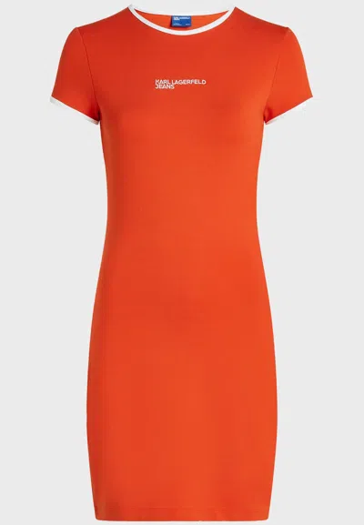 Karl Lagerfeld Klj Cap Sleeve Milano Dress In Red