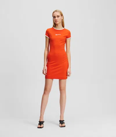 Karl Lagerfeld Klj Logo Fitted T-shirt Dress In Orange